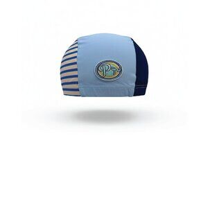 PACIFIC RAINBOW - SWIM CAP - STRIPE - BLUE/BEIGE/YELLOW - NEW NO TAG